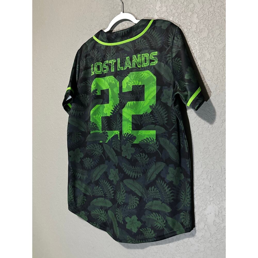Lost Lands Festival Baseball Jersey Size M Black Green Button Up Rave EDM 22 - Picture 4 of 4